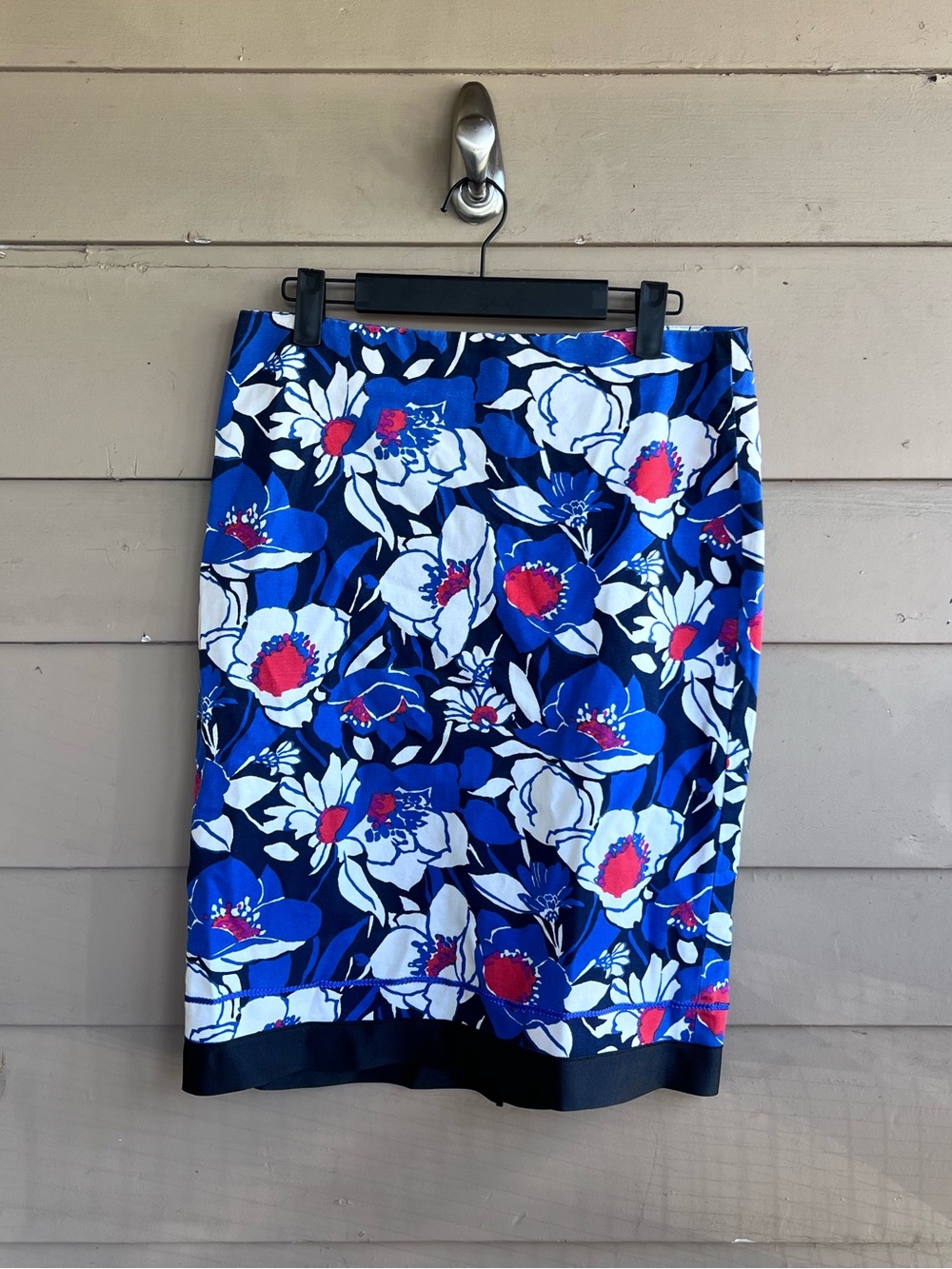 Talbots Floral Pencil Skirt Blue White Pink Office Career Workwear Size 6P